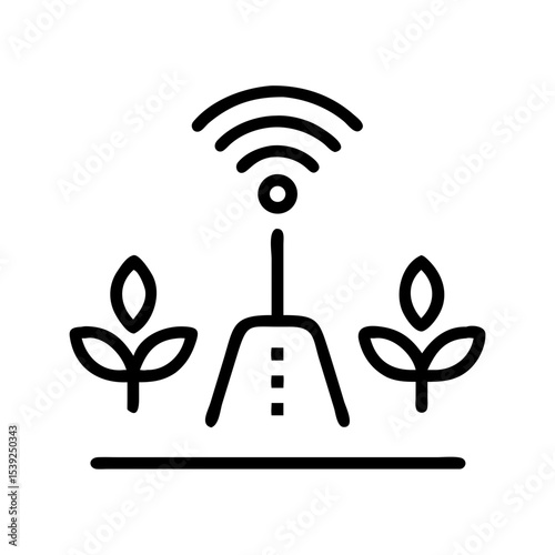Smart farming connectivity icon with antennas and plants for sustainable agriculture concept with copy space - 2