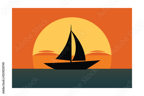 Sunset Sailboat A Serene Silhouette at Golden Hour