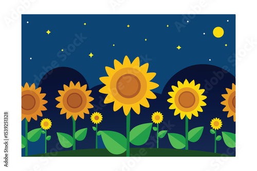 Sunflowers at Night A Serene Field Under the Stars