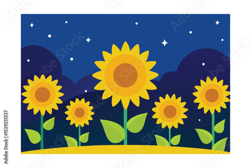 Night Blooming Sunflowers A Serene Field Under the Stars