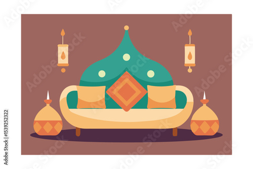 Elegant Teal and Beige Sofa Design  A Luxurious Living Room Concept