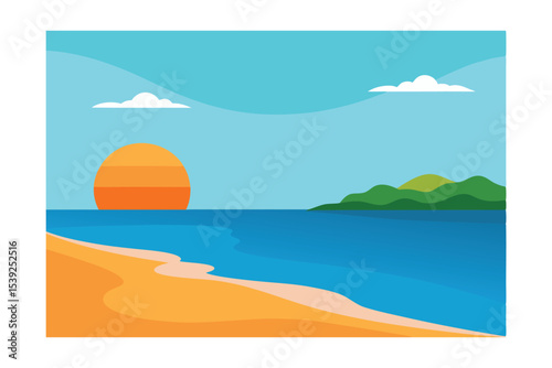 Sunset Beach Paradise Serene Ocean View at Golden Hour