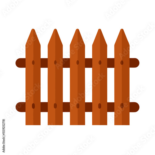 Flat Rustic Wood Fence with Irregular Planks Vector Element
