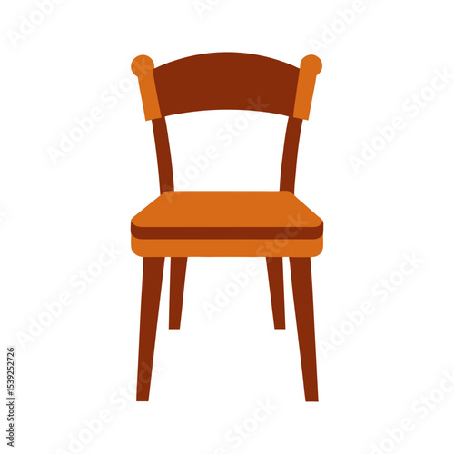 Flat Vintage Wooden Chair Vector Element