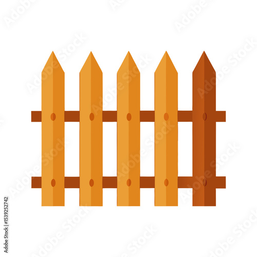 Flat Wooden Fence with Clean Cartoon Lines Vector Element