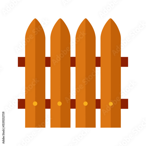 Flat Wooden Fence with Vertical Planks Vector Element