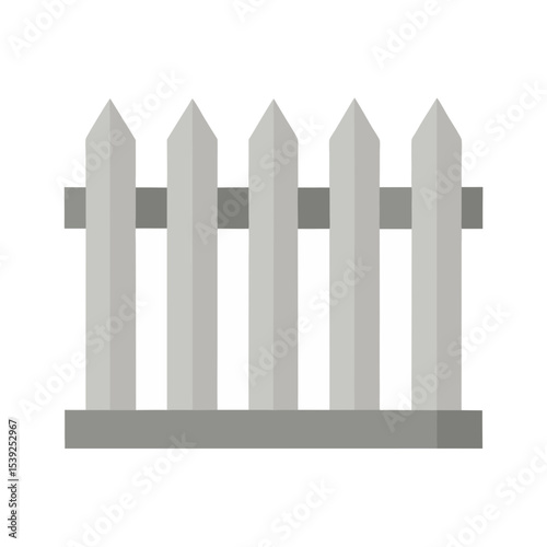 Flat Modern Concrete Fence with Grooves Vector Element