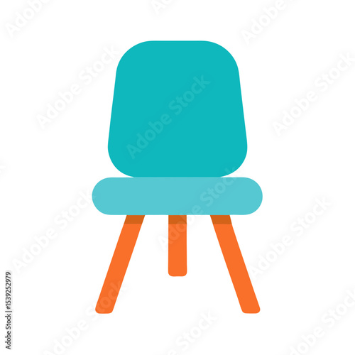 Flat Kids Chair with Rounded Corners Vector Element