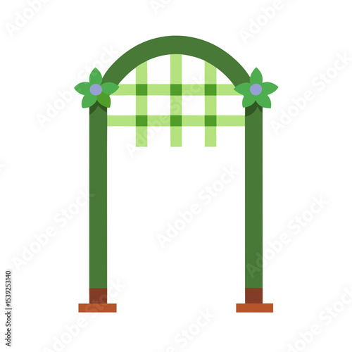 Flat Cartoon Garden Trellis for Climbing Plants Vector Element or Asset