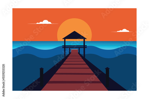 Sunset Serenity A Tranquil Pier Overlooking the Ocean