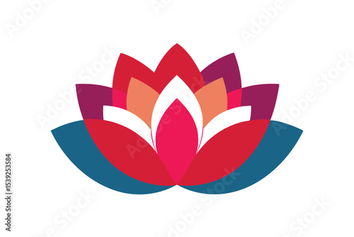 Serene Lotus Flower Abstract Geometric Design Illustration