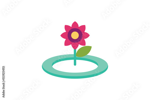 Vibrant Flower in a Circular Garden Bed A Symbol of Growth and Renewal