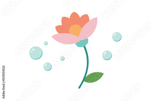 Whimsical Flower Illustration Bubbles and Bloom