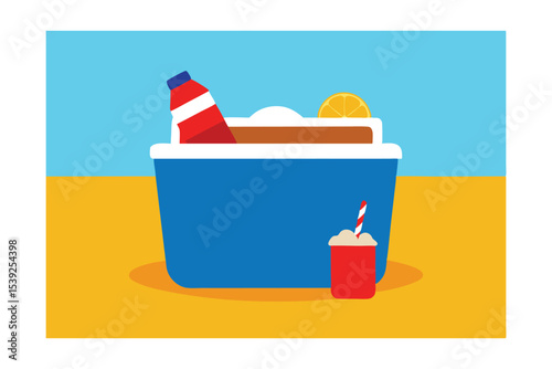 Summer Fun Beach Cooler with Refreshing Drinks and Snacks