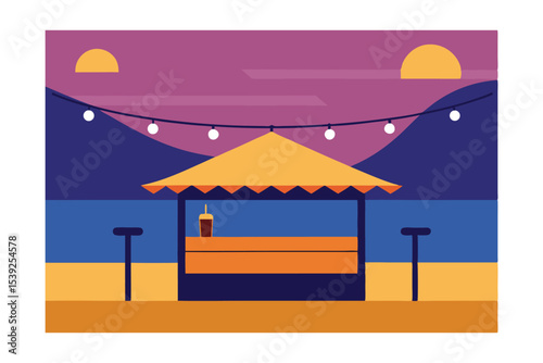 Evening Beachside Drinks Kiosk Sunset Vibes and Refreshing Beverages