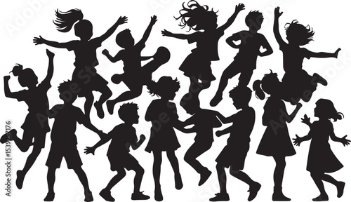 silhouettes of children dancing