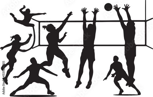 silhouettes of people playing