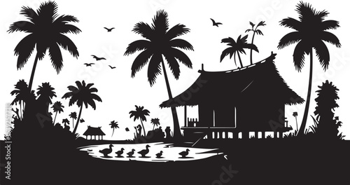 vector illustration of a tropical island
