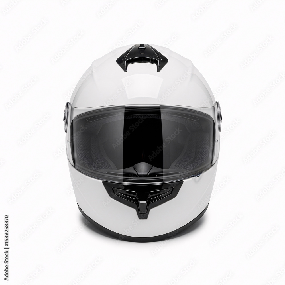 Fototapeta premium White motorcycle helmet isolated on white background. 3D illustration