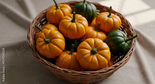 Wallpaper Mural Miniature Pumpkins and Gourds in a Wicker Basket Torontodigital.ca