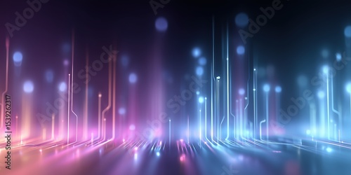 Soft Neon Glow Circuit Background with Blue and Purple Gradient

