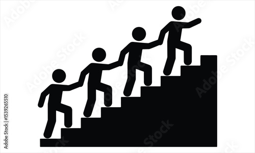 Teamwork collaboration helping each other up stairs