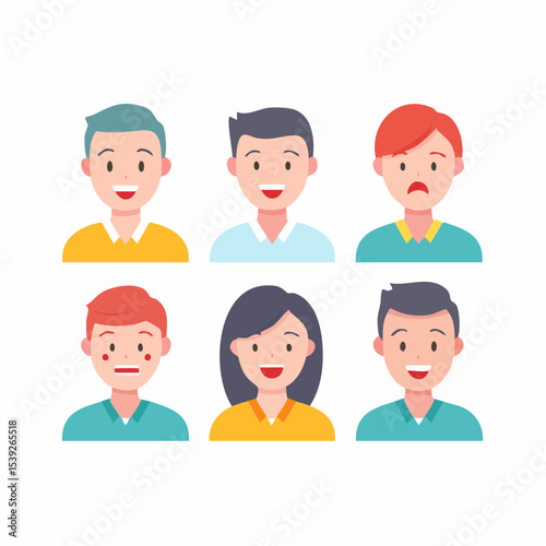 A vector icon set of various human emotions, each shown with simple expressive faces in a modern clean layout.