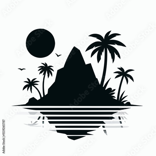 tropical island with palm trees