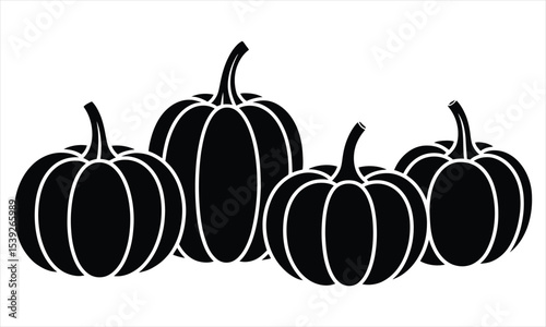 Four black silhouette pumpkins autumn harvest