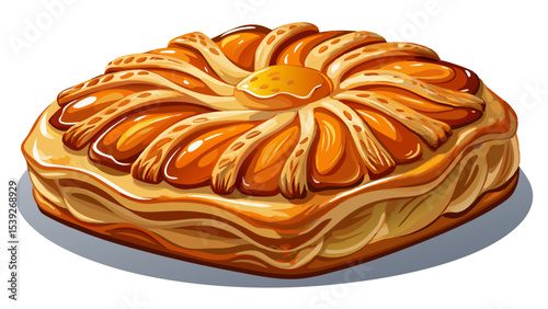 Close-up Flaky apricot pastry with apricot glaze on a pristine white countertop Very beautiful