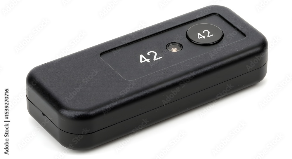 Compact Black Electronic Device with Number 42 Display Compact Black Electronic Device with Number 42 Display