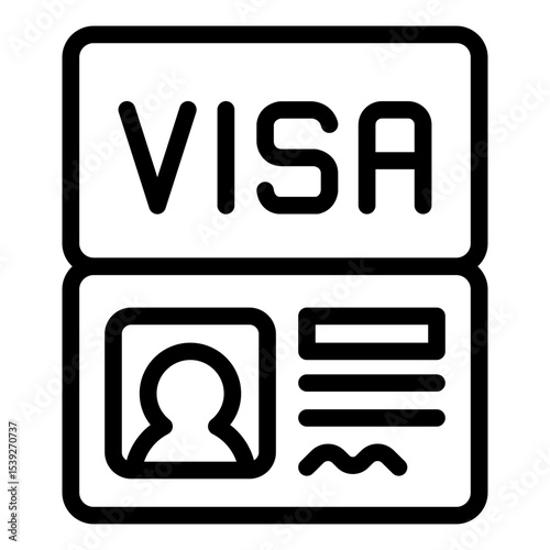 visa card outline icon for travel document approval
