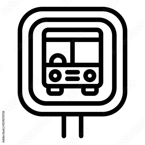 bus stop outline icon for public travel transport