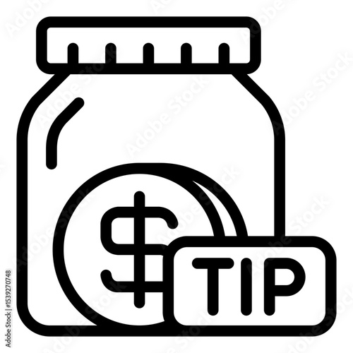 tip jar outline icon for travel suggestion payment