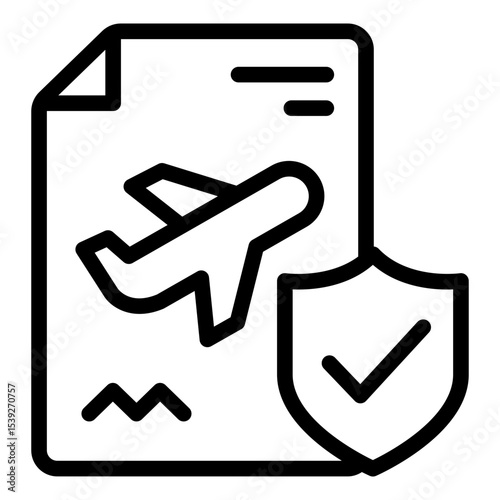 insurance document outline icon for travel coverage