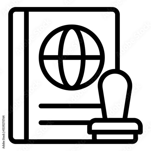 passport stamp outline icon for travel document check