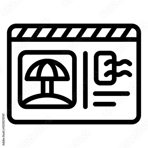 postcard photo outline icon for travel mail souvenir