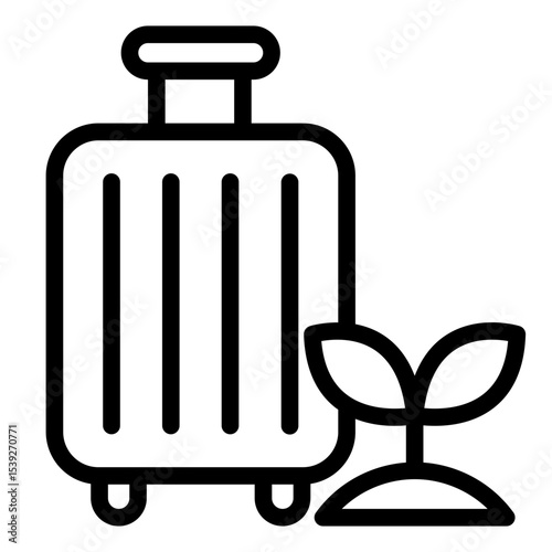 eco luggage outline icon for green travel concept