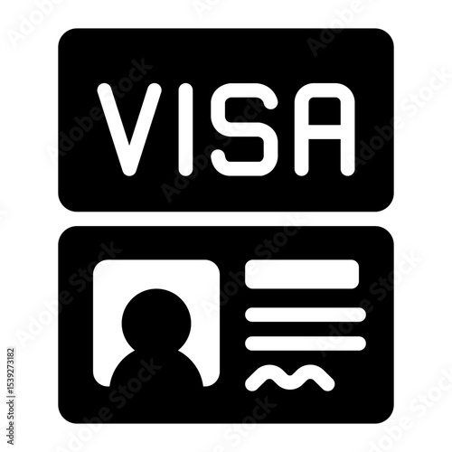 visa card glyph icon for travel document approval