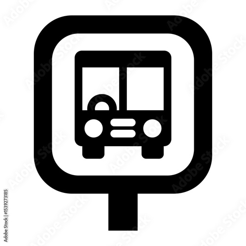 bus stop glyph icon for public travel transport