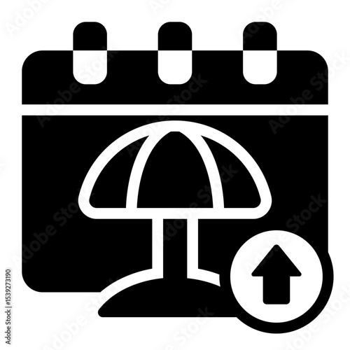calendar beach glyph icon for high season holiday