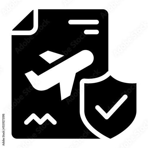 insurance document glyph icon for travel coverage