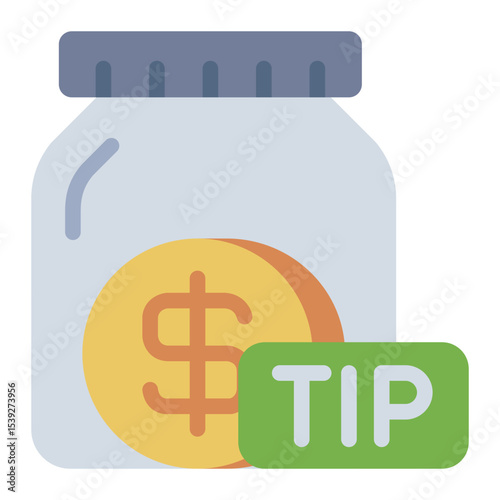 tip jar flat icon for travel suggestion payment