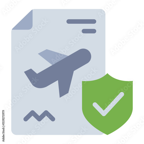 insurance document flat icon for travel coverage