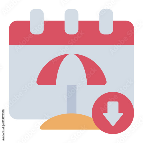 calendar umbrella flat icon for off season holiday