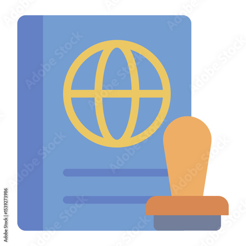 passport stamp flat icon for travel document check