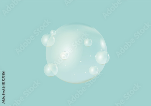 cosmetic serum or soap. Clear liquid serum texture with bubble. Cosmetic gel drop