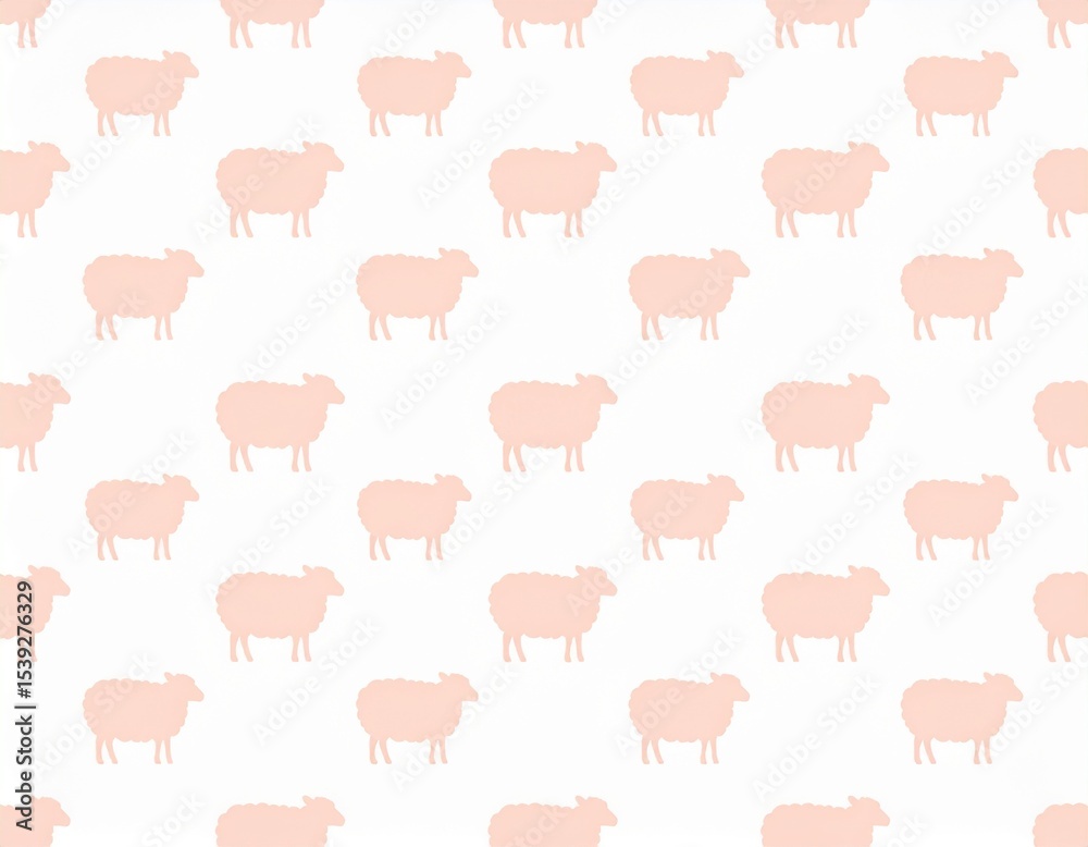 Fototapeta premium ピンク色の羊が並んだパターンのシンプルな背景