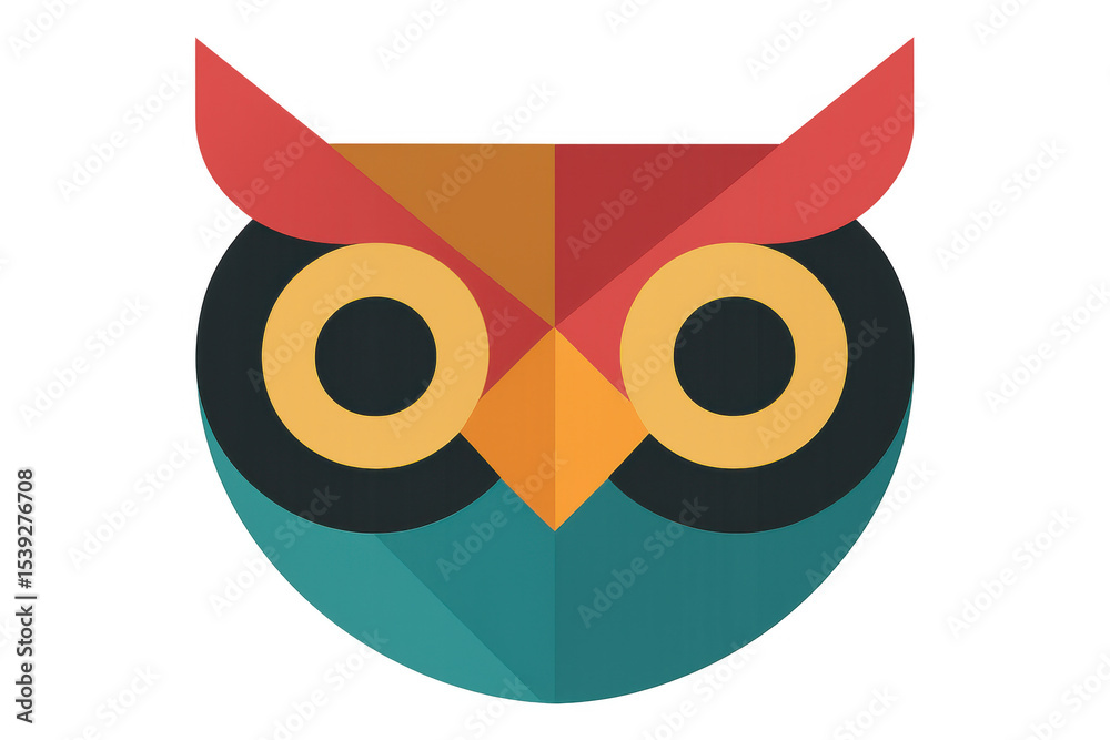 Fototapeta premium Geometric owl silhouette symbolizing wisdom, blending angular design with educational essence against transparent backdrop