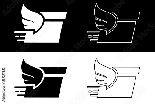 Fast Delivery Icon: Winged Package for Express Shipping Services
